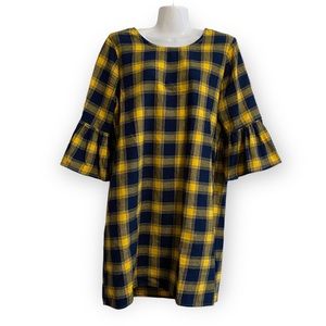 Velvet Heart Navy and Yellow Plaid Mini Dress